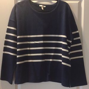 Eileen Fisher Navy/Ivory Stripe Sweater. L NWOT